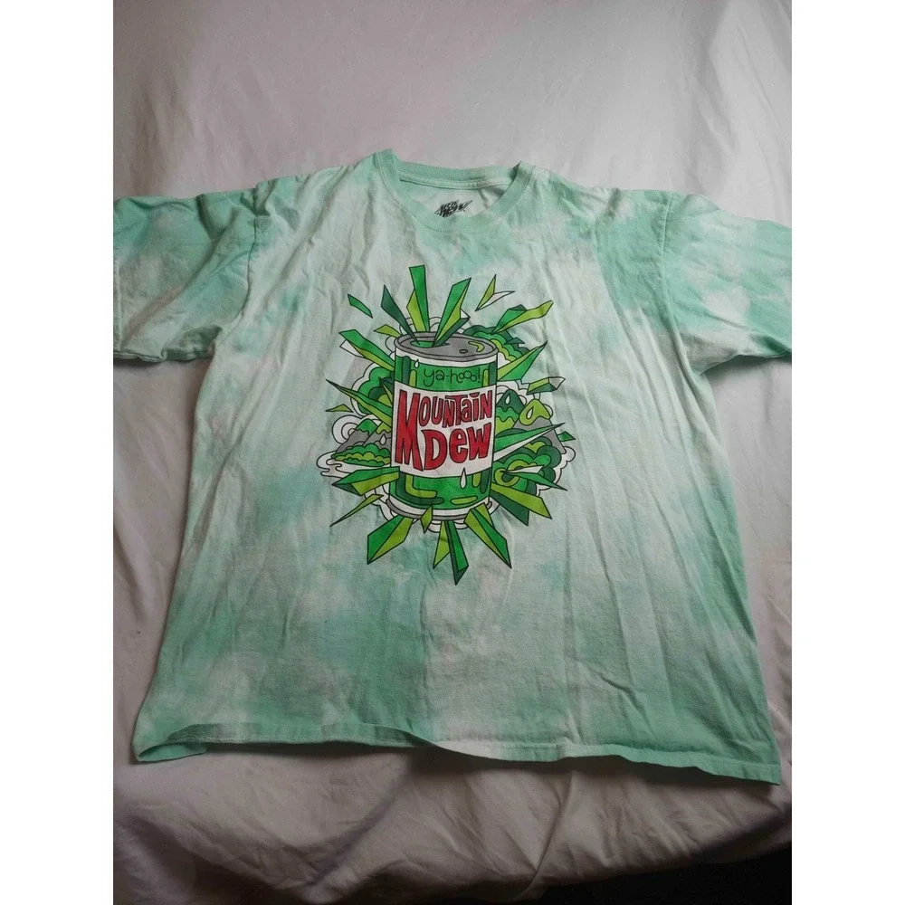 Mountain Dew Ya-Hooo Promo T-Shirt‎ Mens XL Green Tie Dye Soda Pop Streetwear